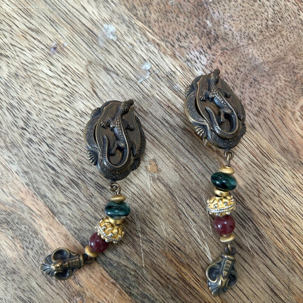 Unique Clip On Earrings with Salamander